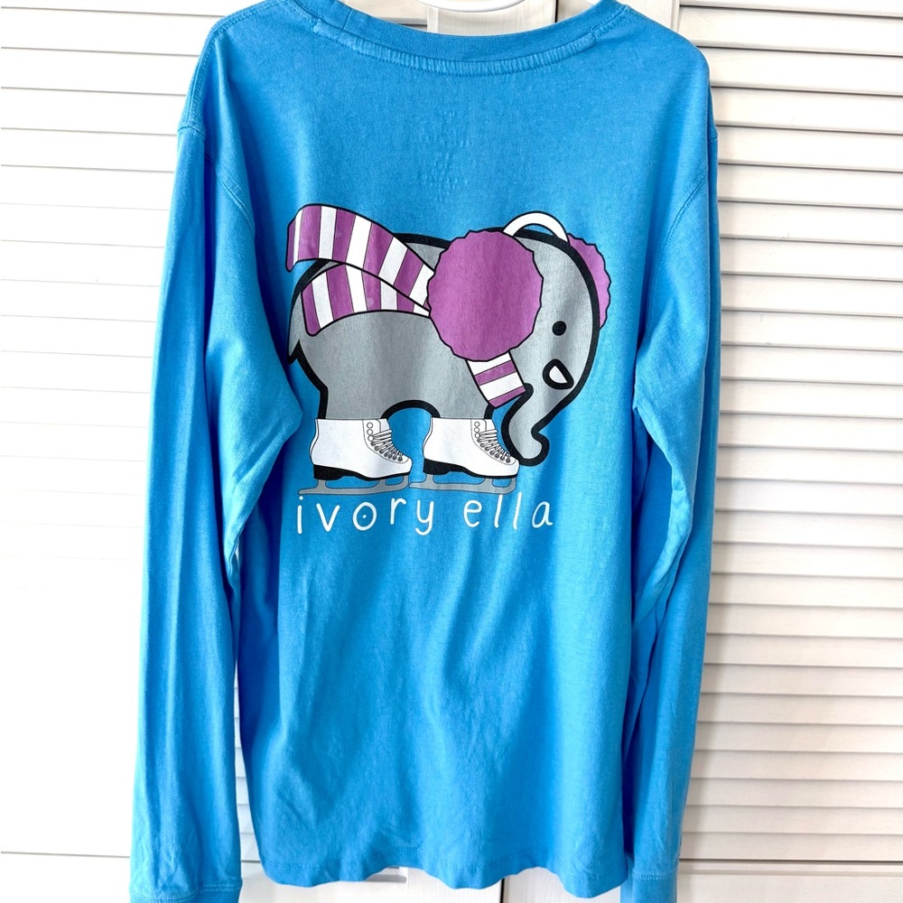 Ivory Ella  Blue Long Sleeve with Skating Elephant